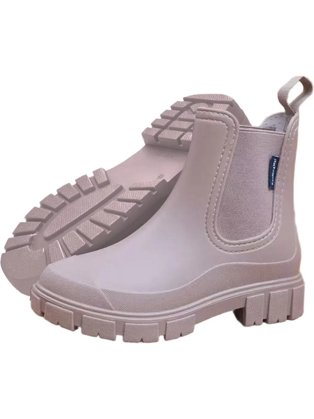 Women's Apricot Rain Boots Short Ankle Rainboots Arch Support Chelsea Boots